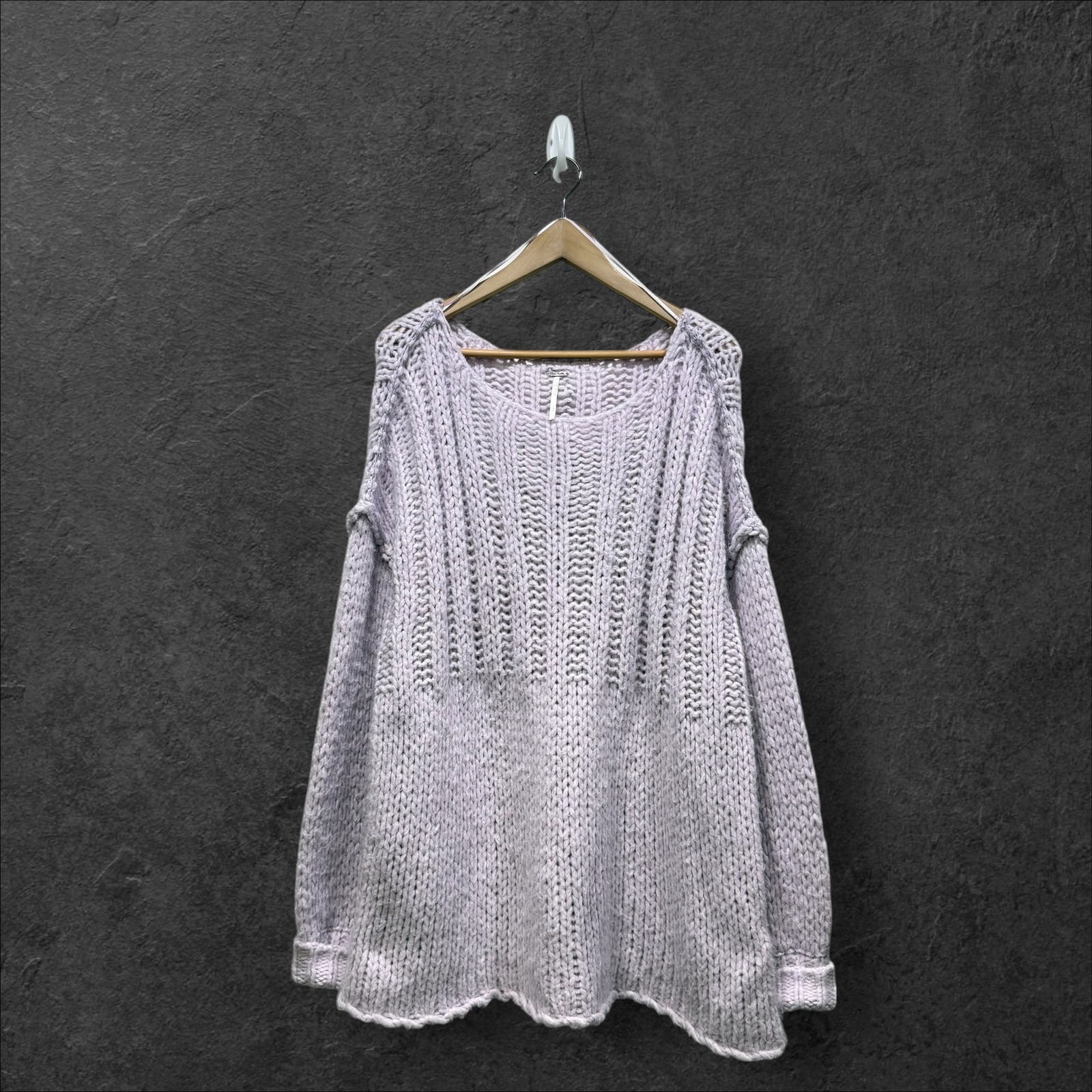 Free People Lavender Chunky Knit Oversized Pullover Sweater Womens S
